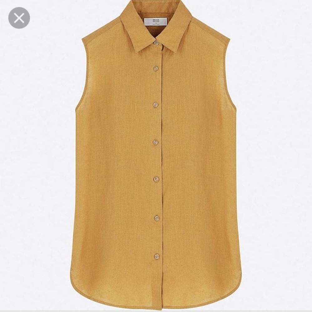 Uniqlo premium linen sleeveless button down